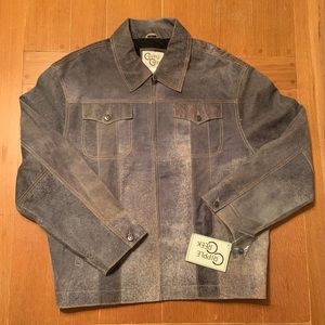 Men’s Distressed Genuine Leather Jacket 2XL